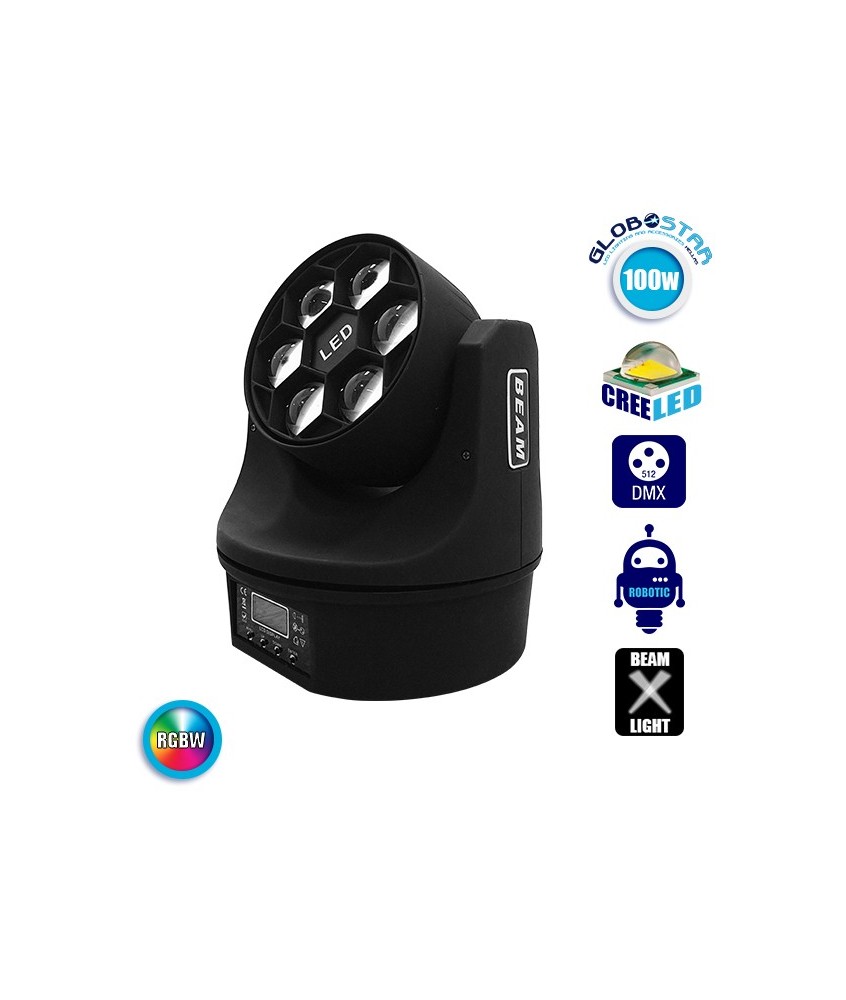 GLOBOSTAR® MINIBEE 51122 Stage Κινούμενη Ρομποτική Κεφαλή Bee Eye Super Beam & Wash LED 90W Zoom 6°-51° AC 220-240V IP20 6 x 15W CREE Chip Πολύχρωμο RGBW Dimmable DMX512 Protocol 11-14 Channels - Μ18 x Π20.6 x Υ24.7cm - 2 Χρόνια Εγγύηση
